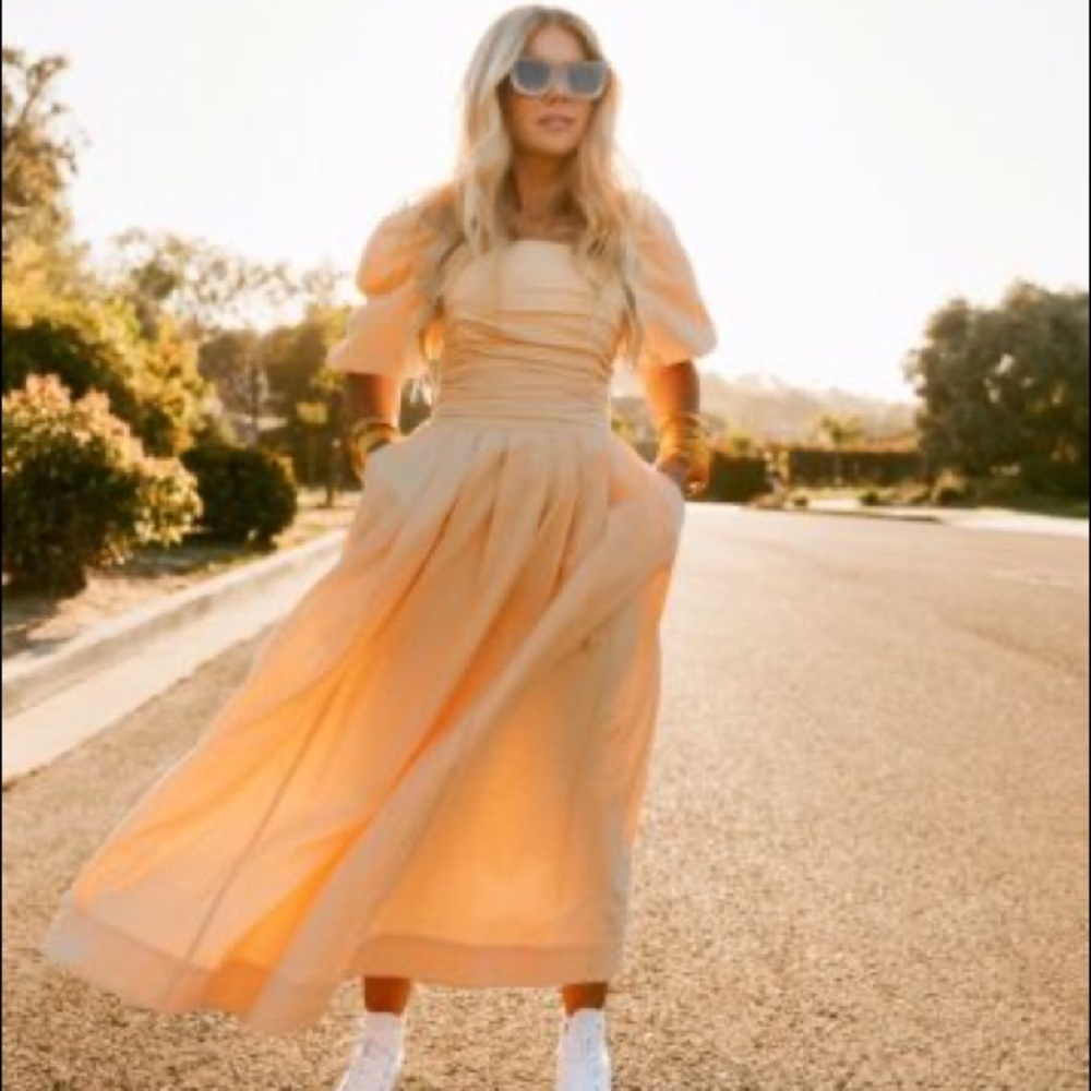 Free People Ain’t She A Beaut Midi Maxi Dress XS Peach